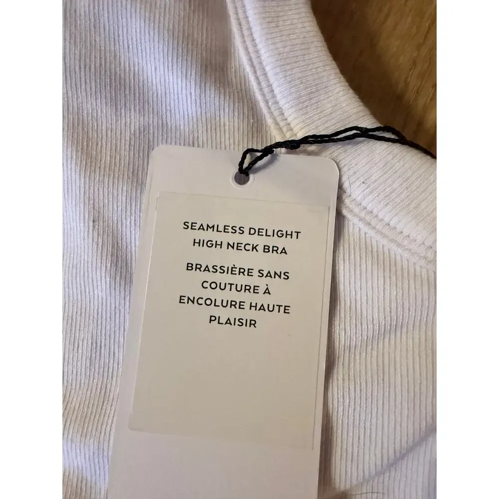 Alo Seamless Delight High Neck Bra in White NWT - Picture 4 of 5